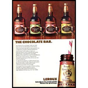 1974 Leroux Fine Liqueurs Vintage Print Ad Chocolate Bar Banana Cherry Wall Art